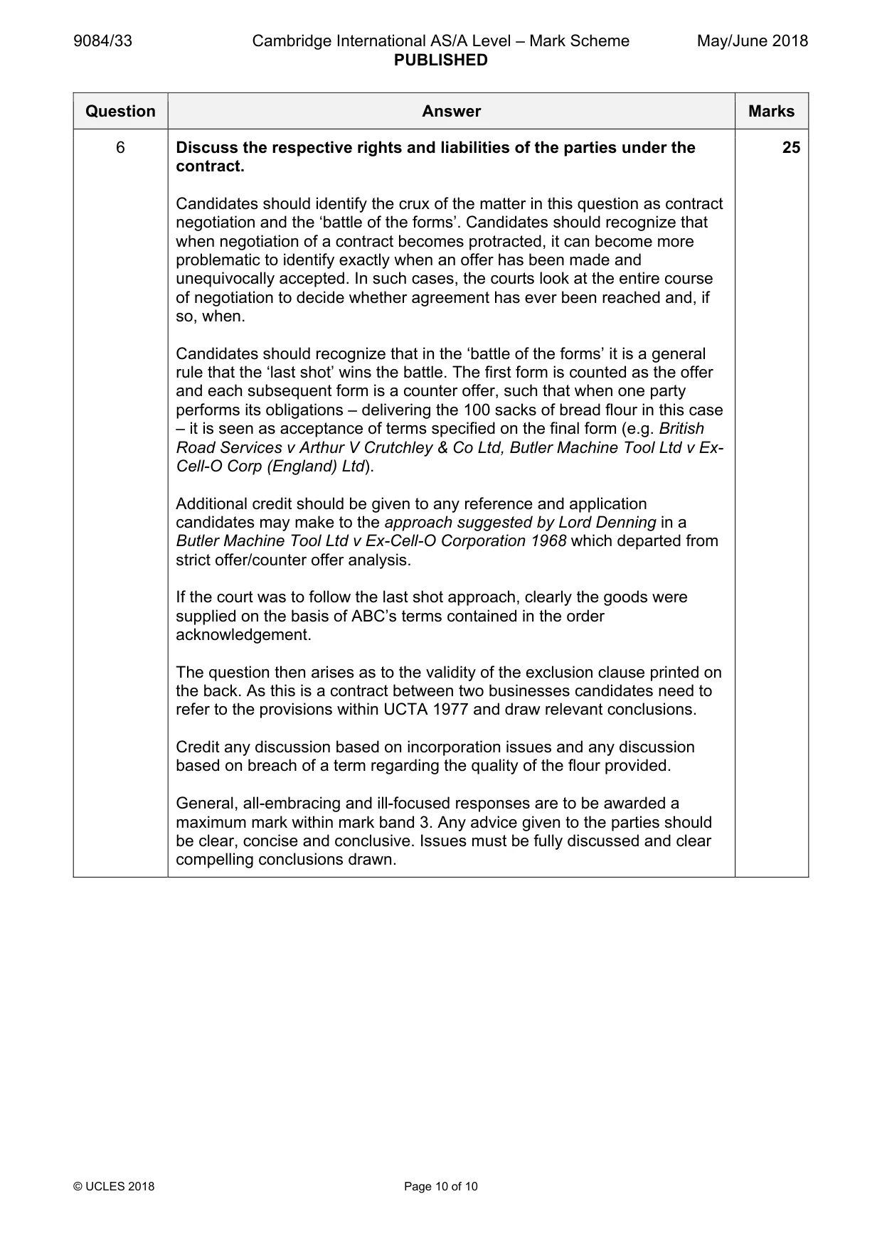 Mark scheme, page 10 of 10