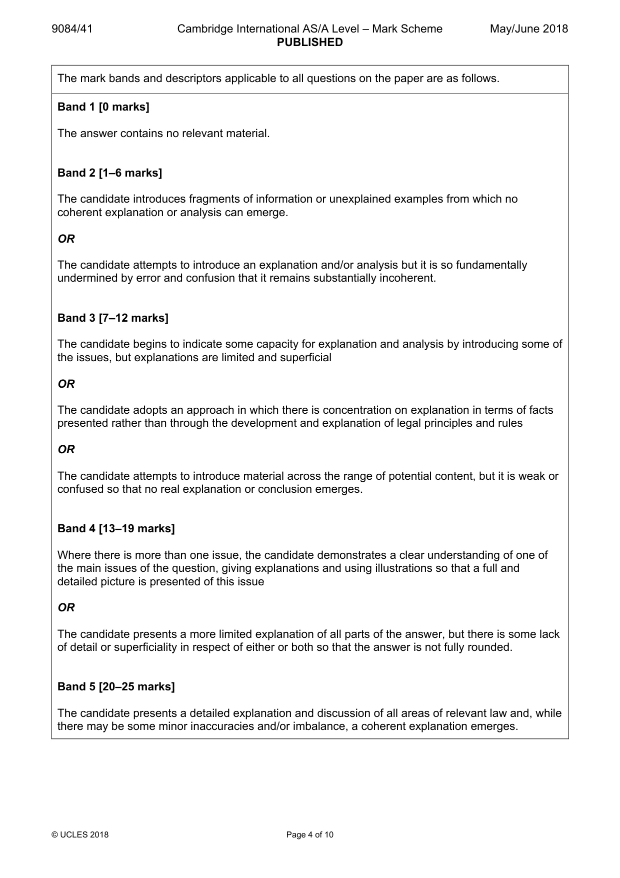 Mark scheme, page 4 of 10