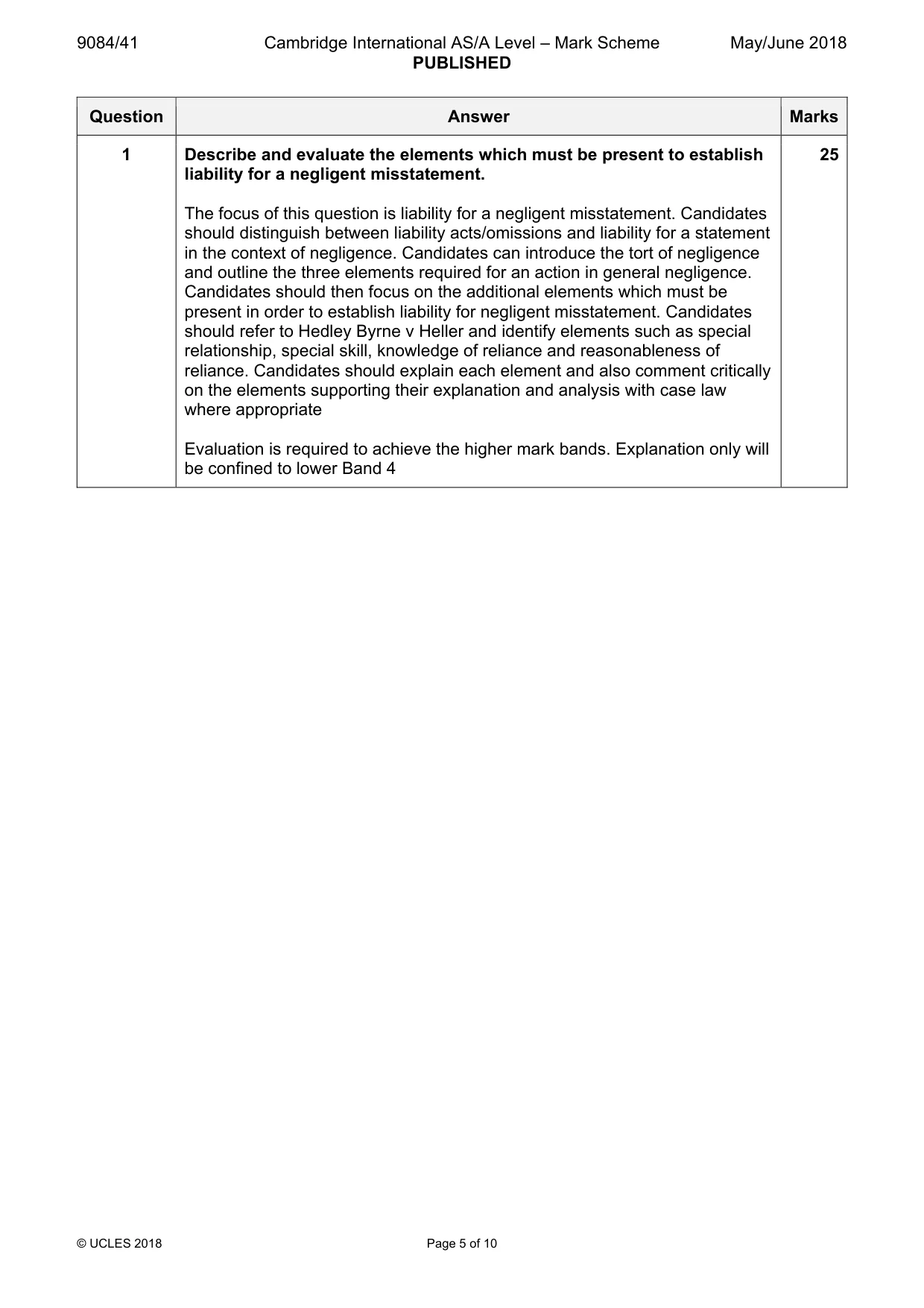 Mark scheme, page 5 of 10