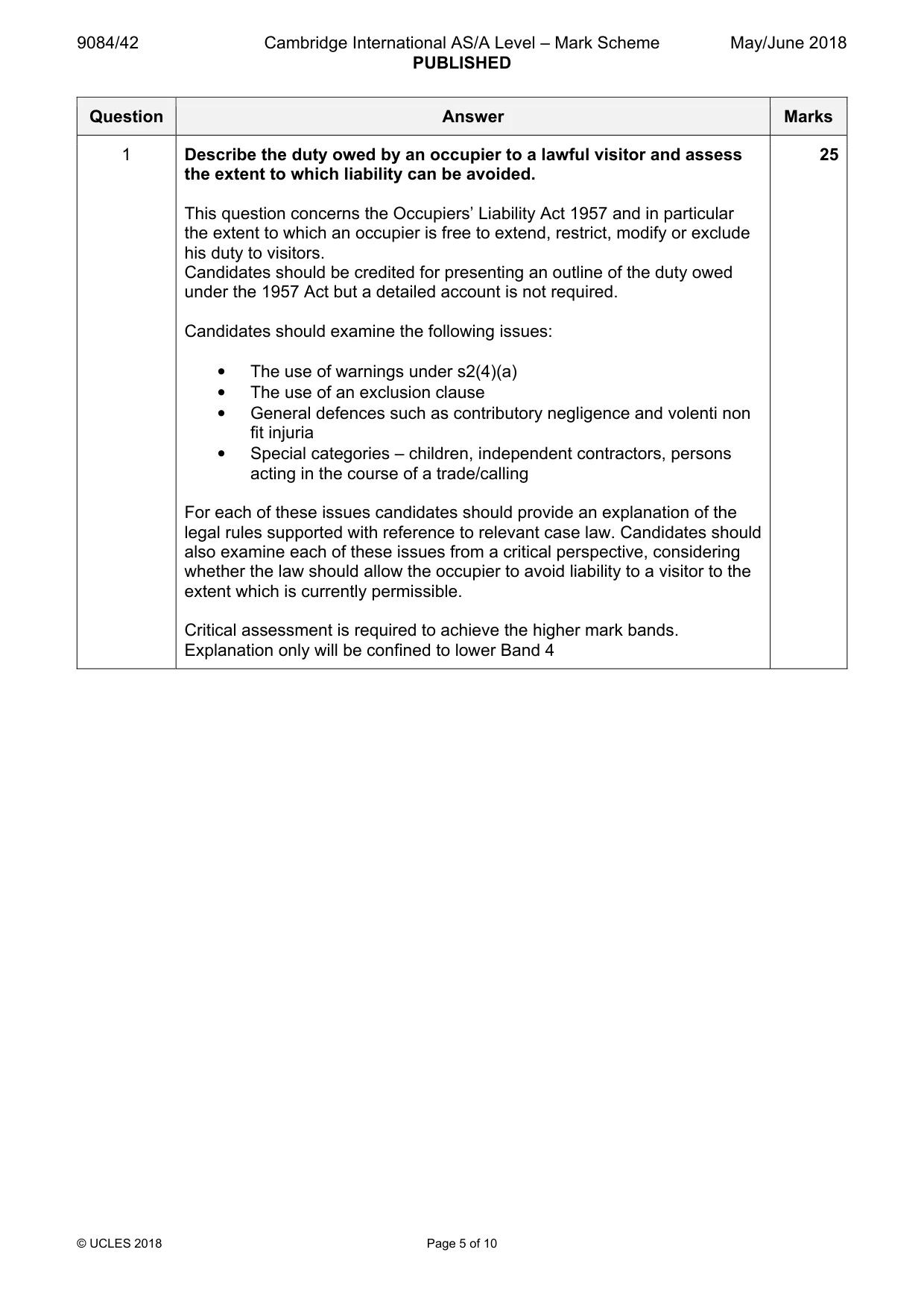 Mark scheme, page 5 of 10