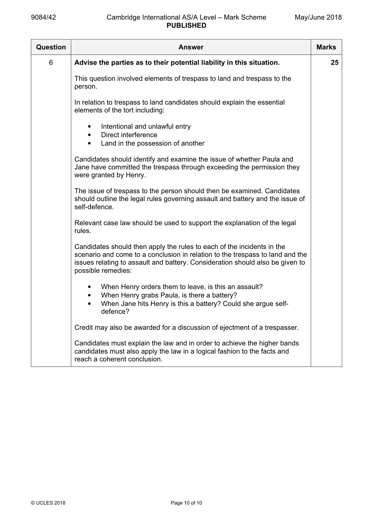 Mark scheme, page 10 of 10