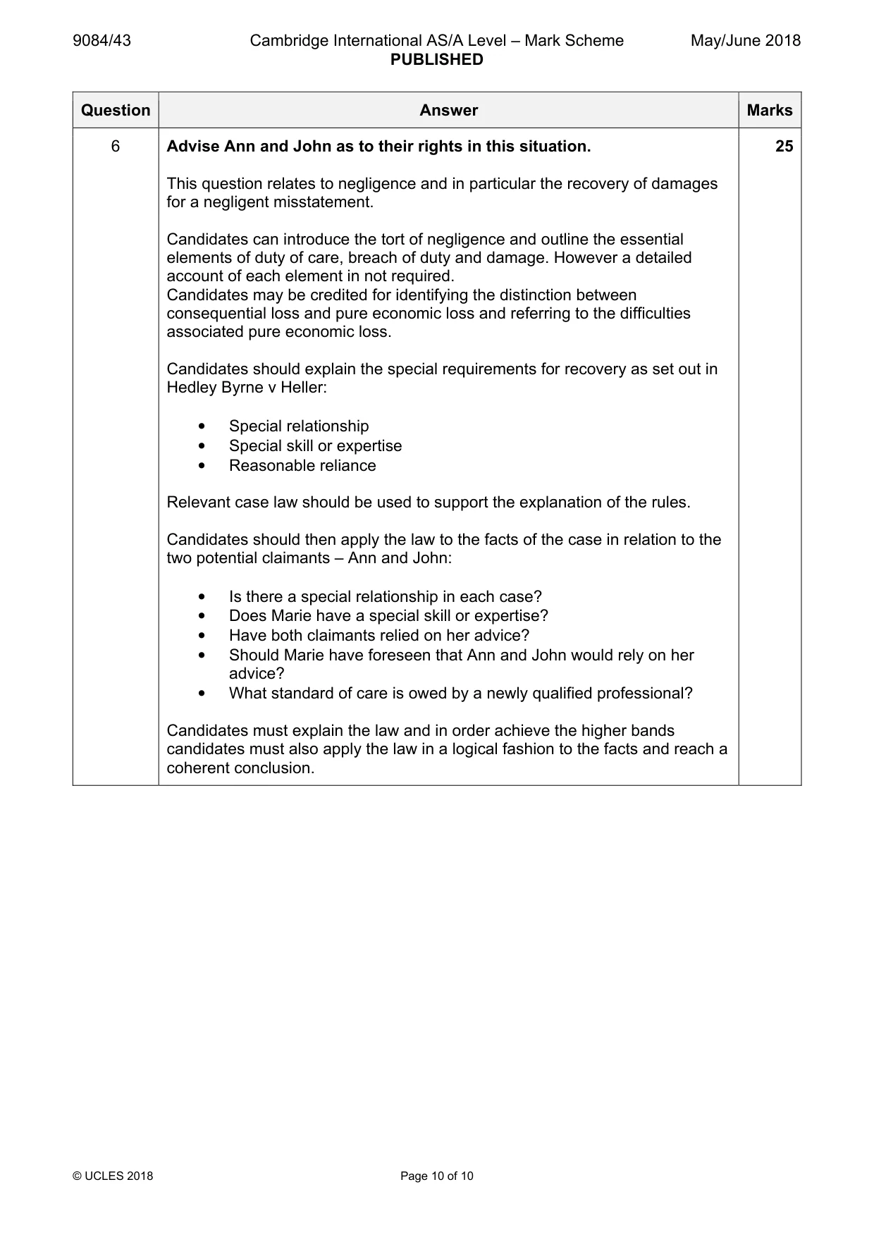 Mark scheme, page 10 of 10