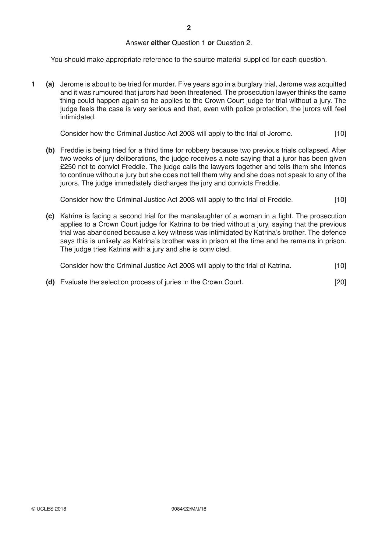 Cambridge A Level Law 9084 2018 May/June Paper 2 · Variant 2 question paper, page 2 of 8