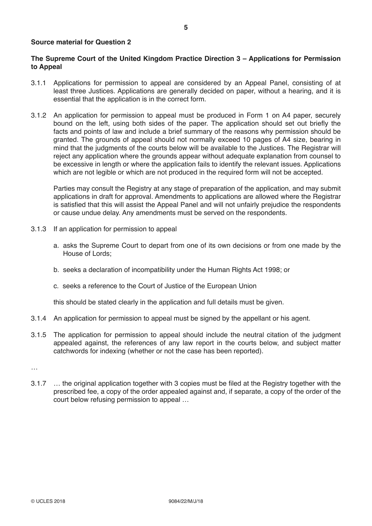 Cambridge A Level Law 9084 2018 May/June Paper 2 · Variant 2 question paper, page 5 of 8