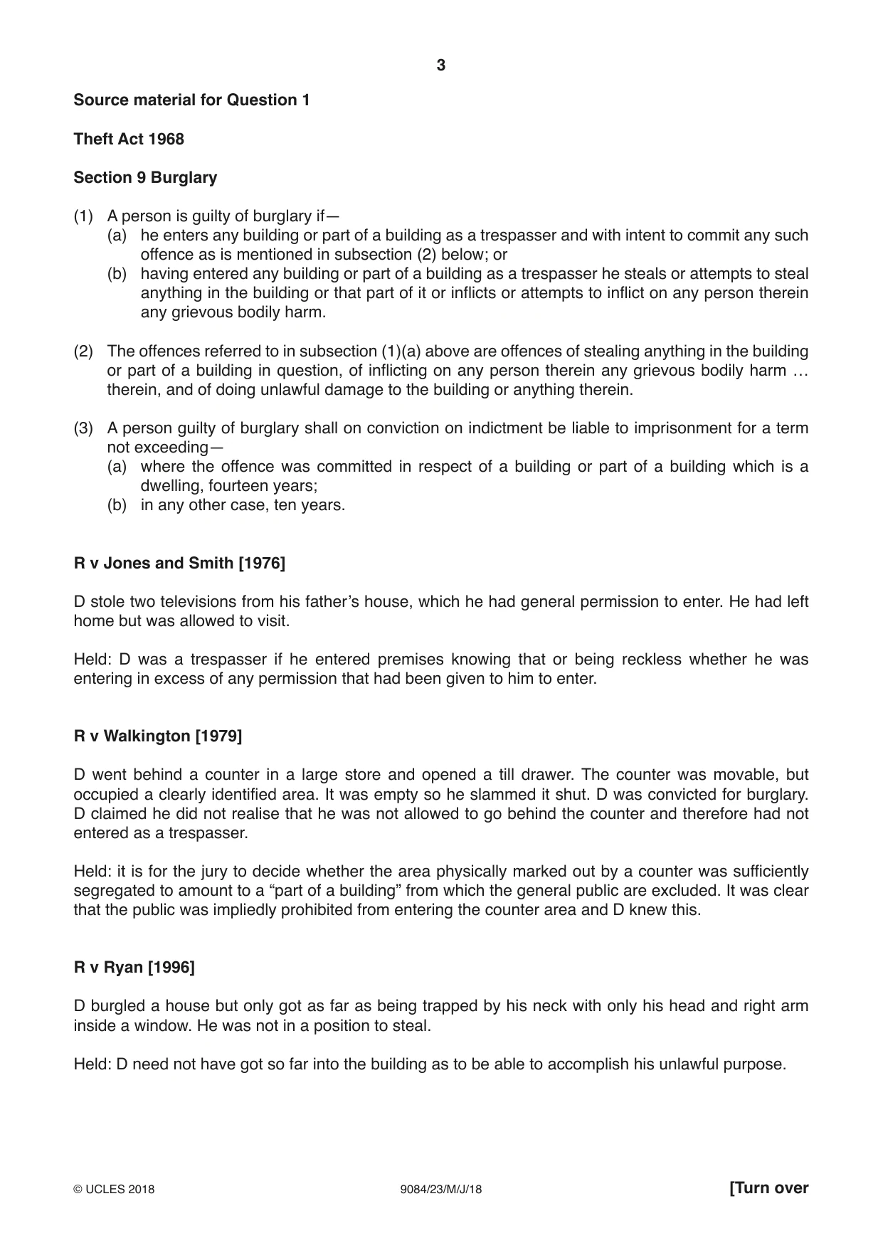 Cambridge A Level Law 9084 2018 May/June Paper 2 · Variant 3 question paper, page 3 of 8