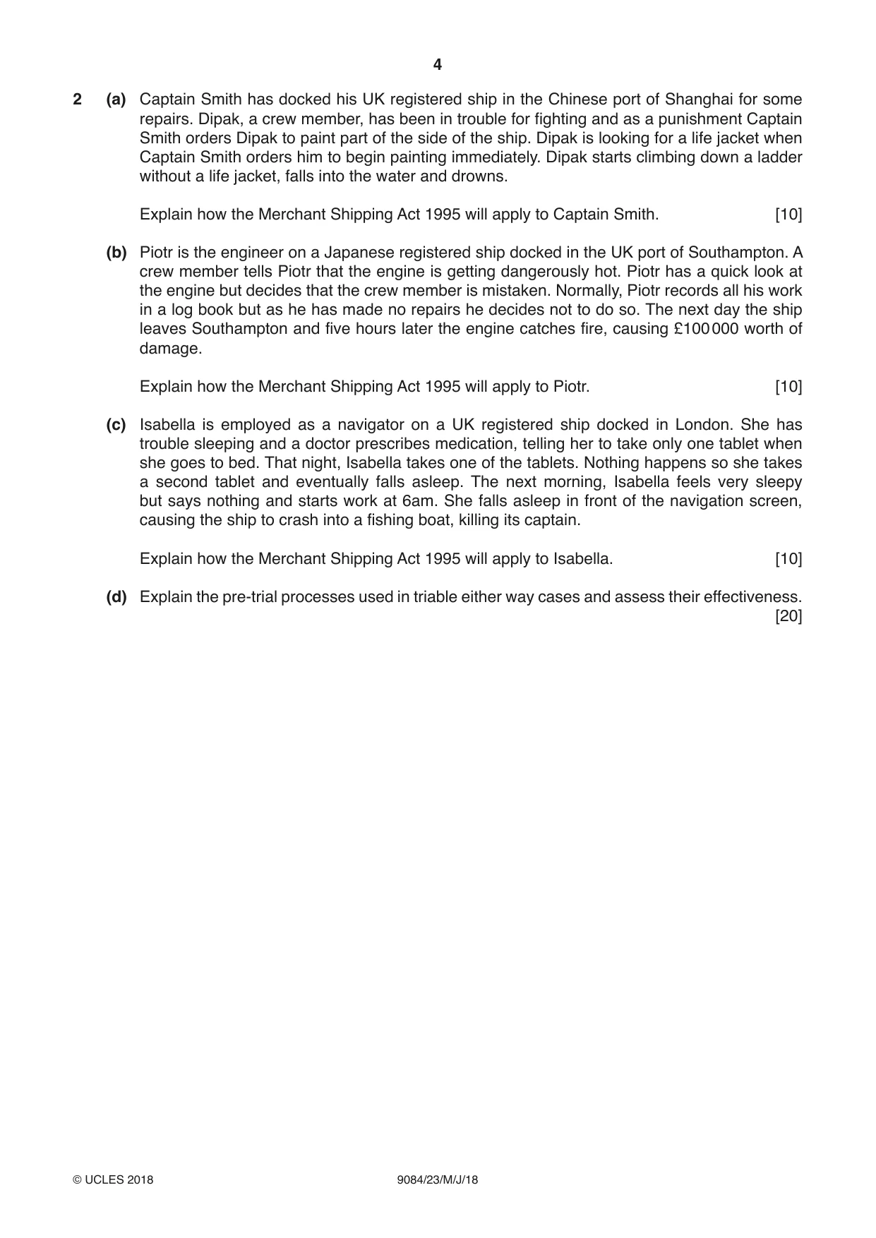 Cambridge A Level Law 9084 2018 May/June Paper 2 · Variant 3 question paper, page 4 of 8