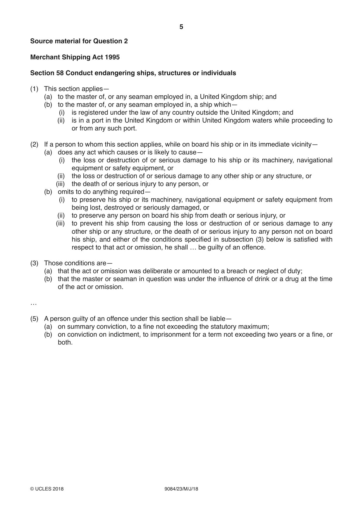 Cambridge A Level Law 9084 2018 May/June Paper 2 · Variant 3 question paper, page 5 of 8