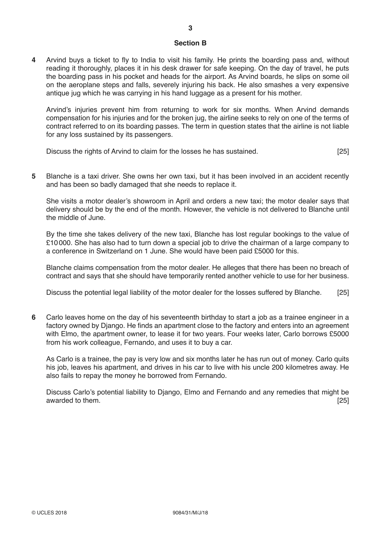 Cambridge A Level Law 9084 2018 May/June Paper 3 · Variant 1 question paper, page 3 of 4
