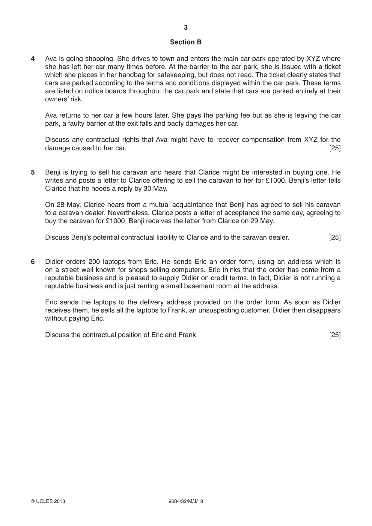 Cambridge A Level Law 9084 2018 May/June Paper 3 · Variant 2 question paper, page 3 of 4