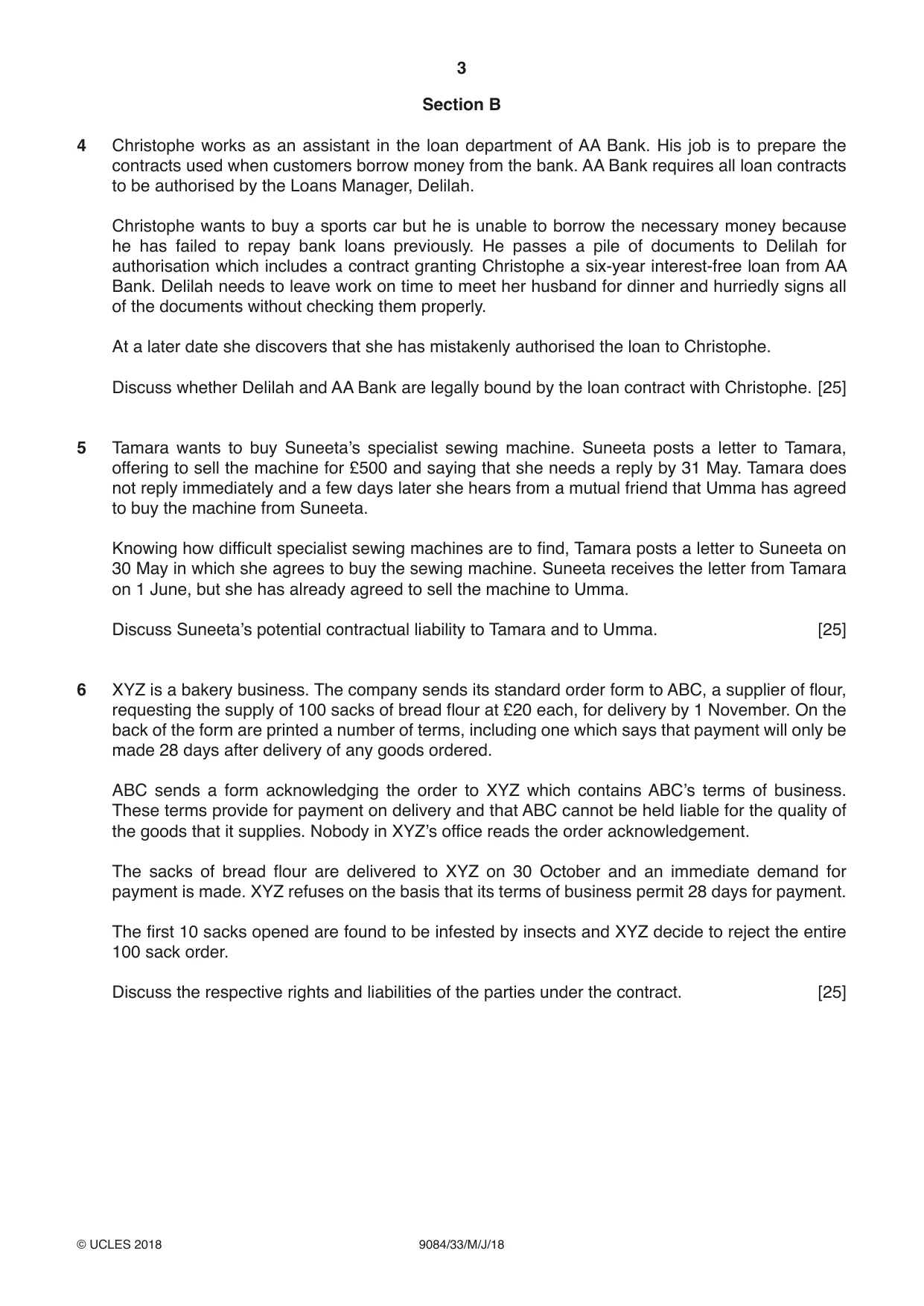 Cambridge A Level Law 9084 2018 May/June Paper 3 · Variant 3 question paper, page 3 of 4