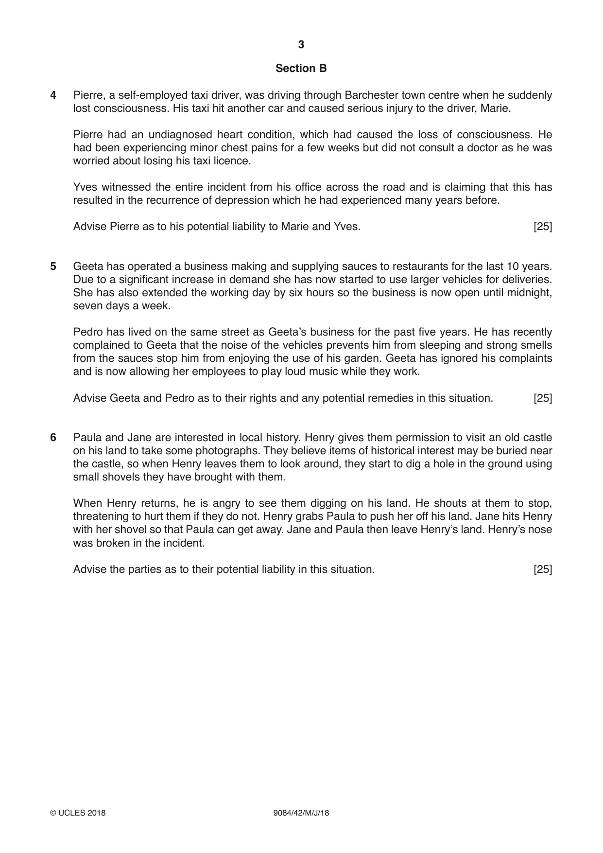 Cambridge A Level Law 9084 2018 May/June Paper 4 · Variant 2 question paper, page 3 of 4