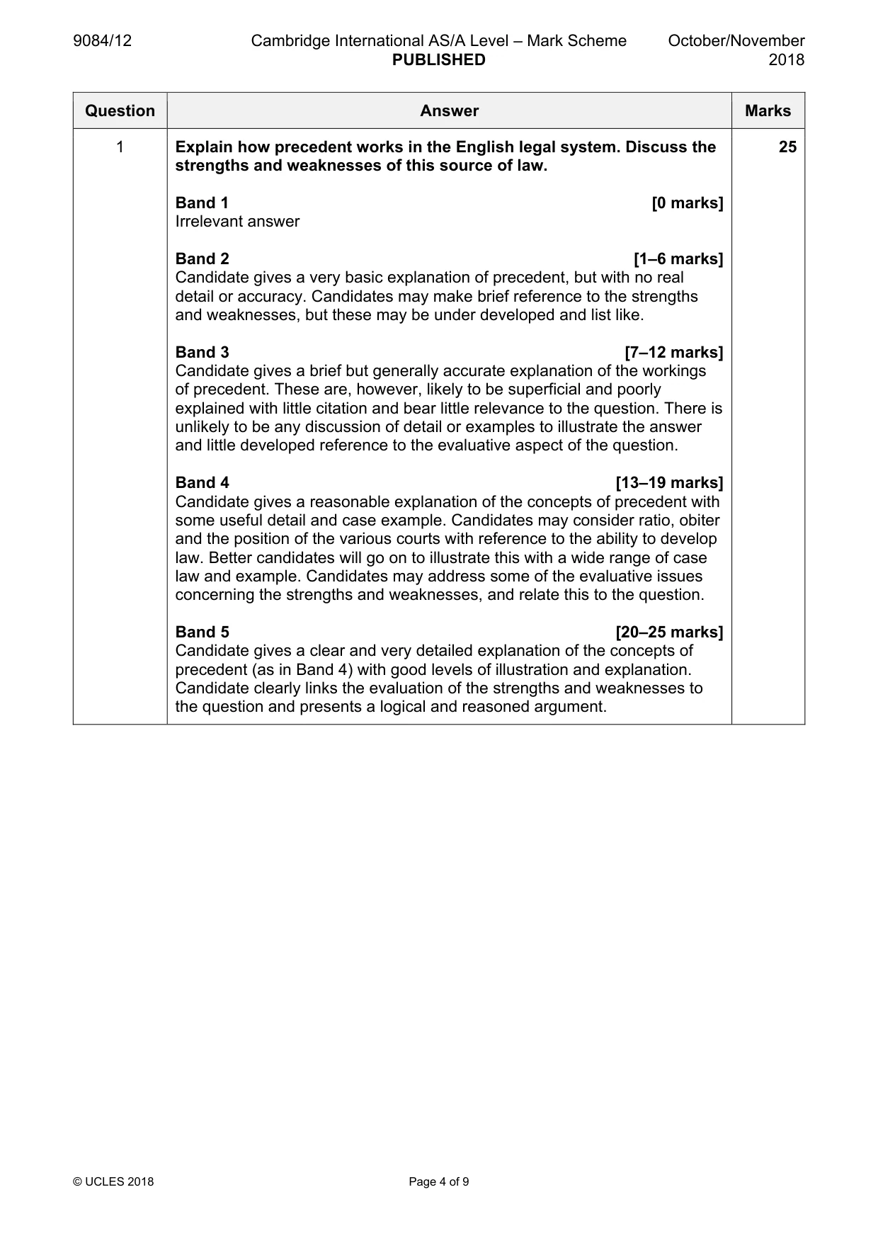 Mark scheme, page 4 of 9