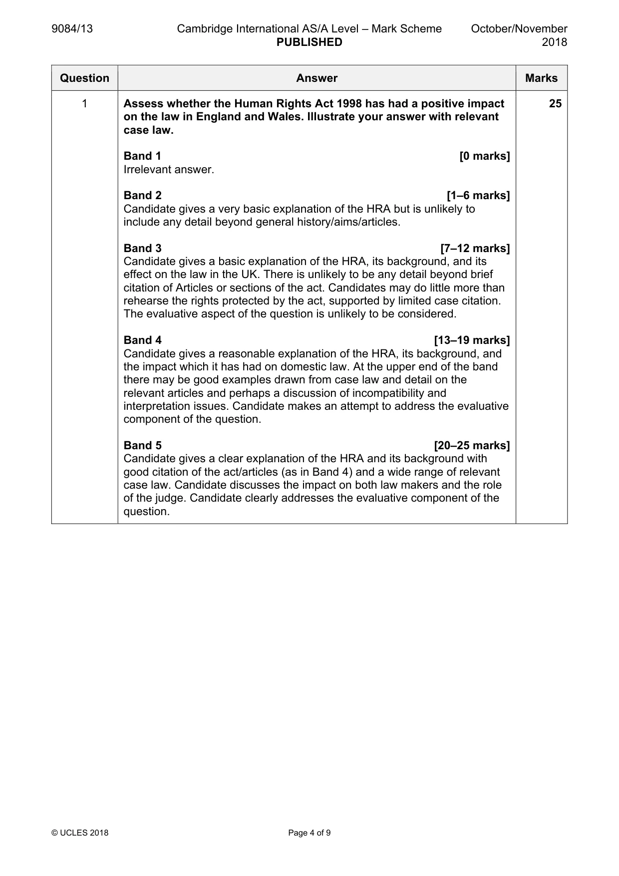 Mark scheme, page 4 of 9