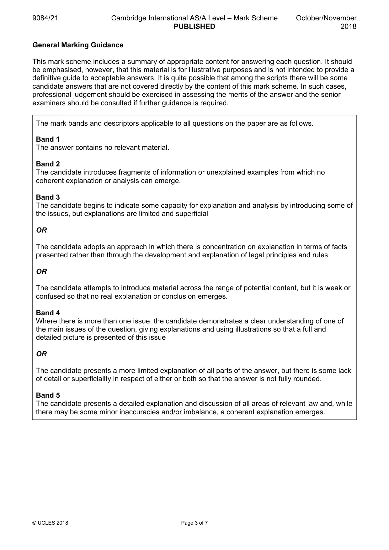 Mark scheme, page 3 of 7