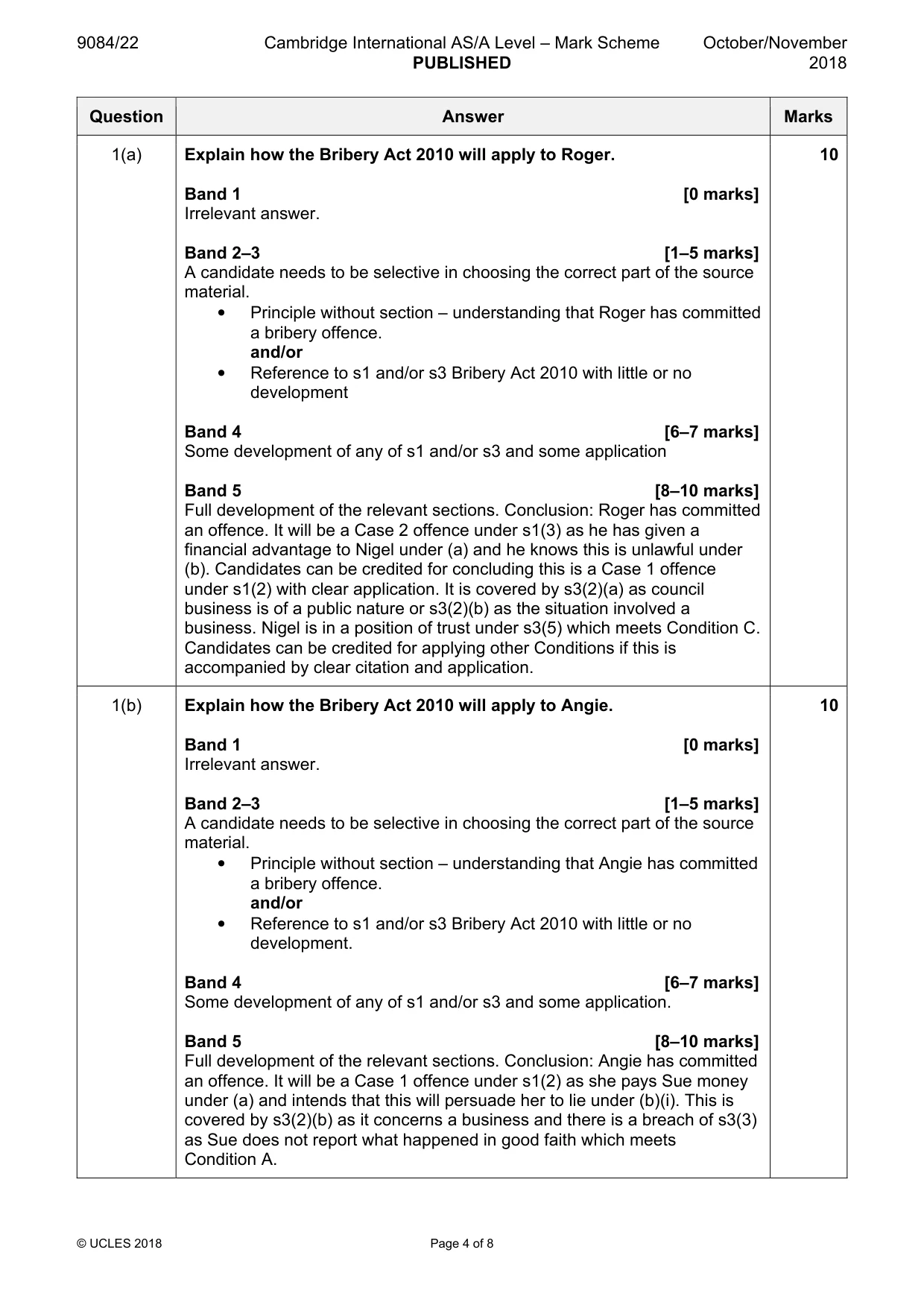 Mark scheme, page 4 of 8