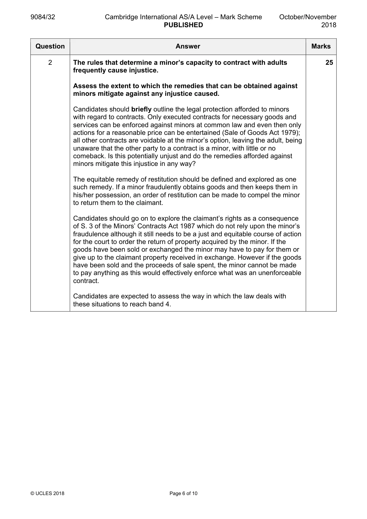 Mark scheme, page 6 of 10