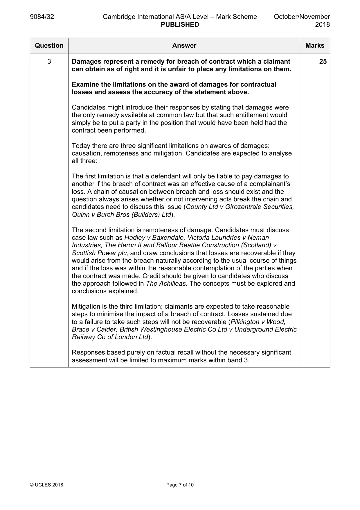 Mark scheme, page 7 of 10