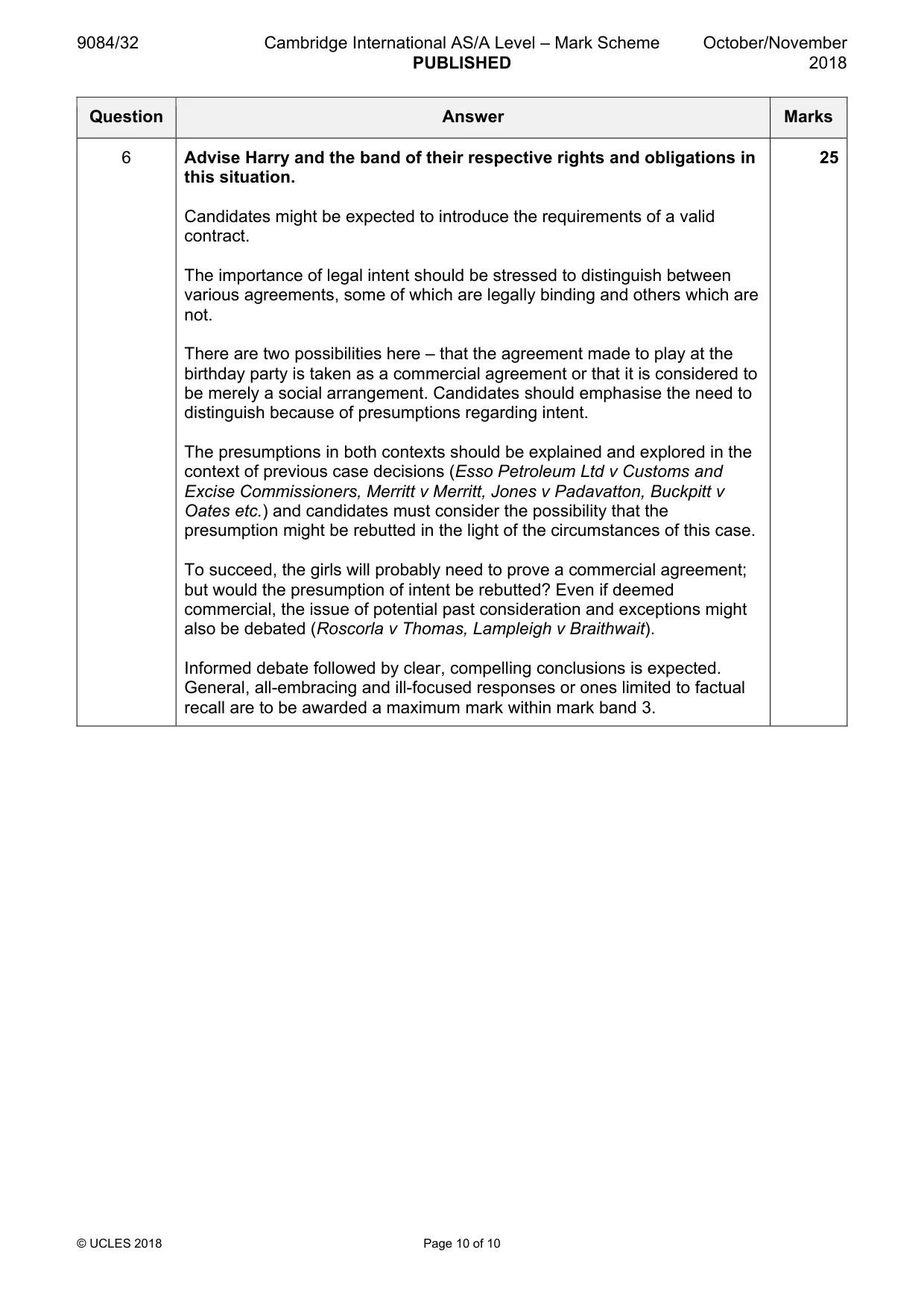 Mark scheme, page 10 of 10