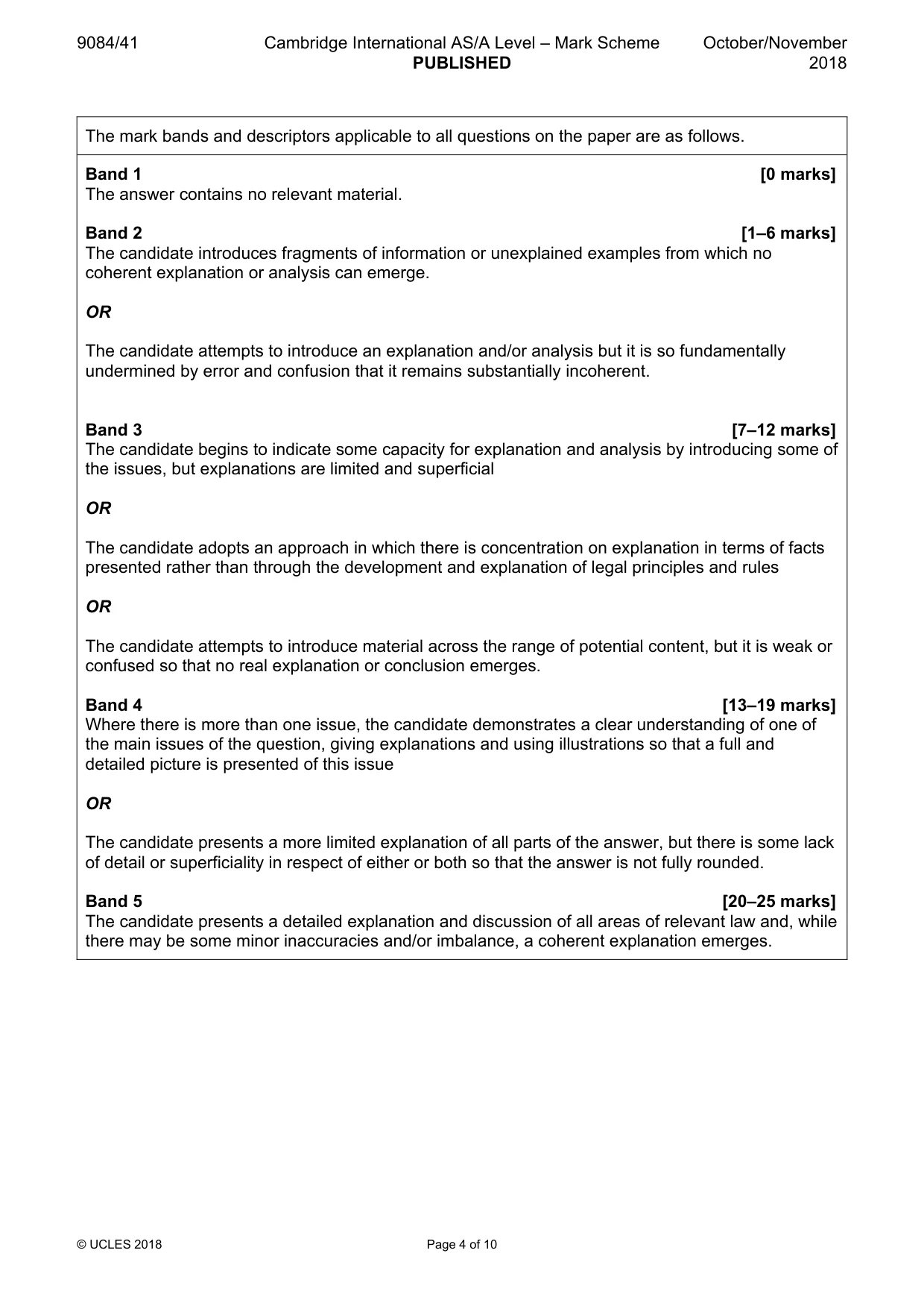 Mark scheme, page 4 of 10