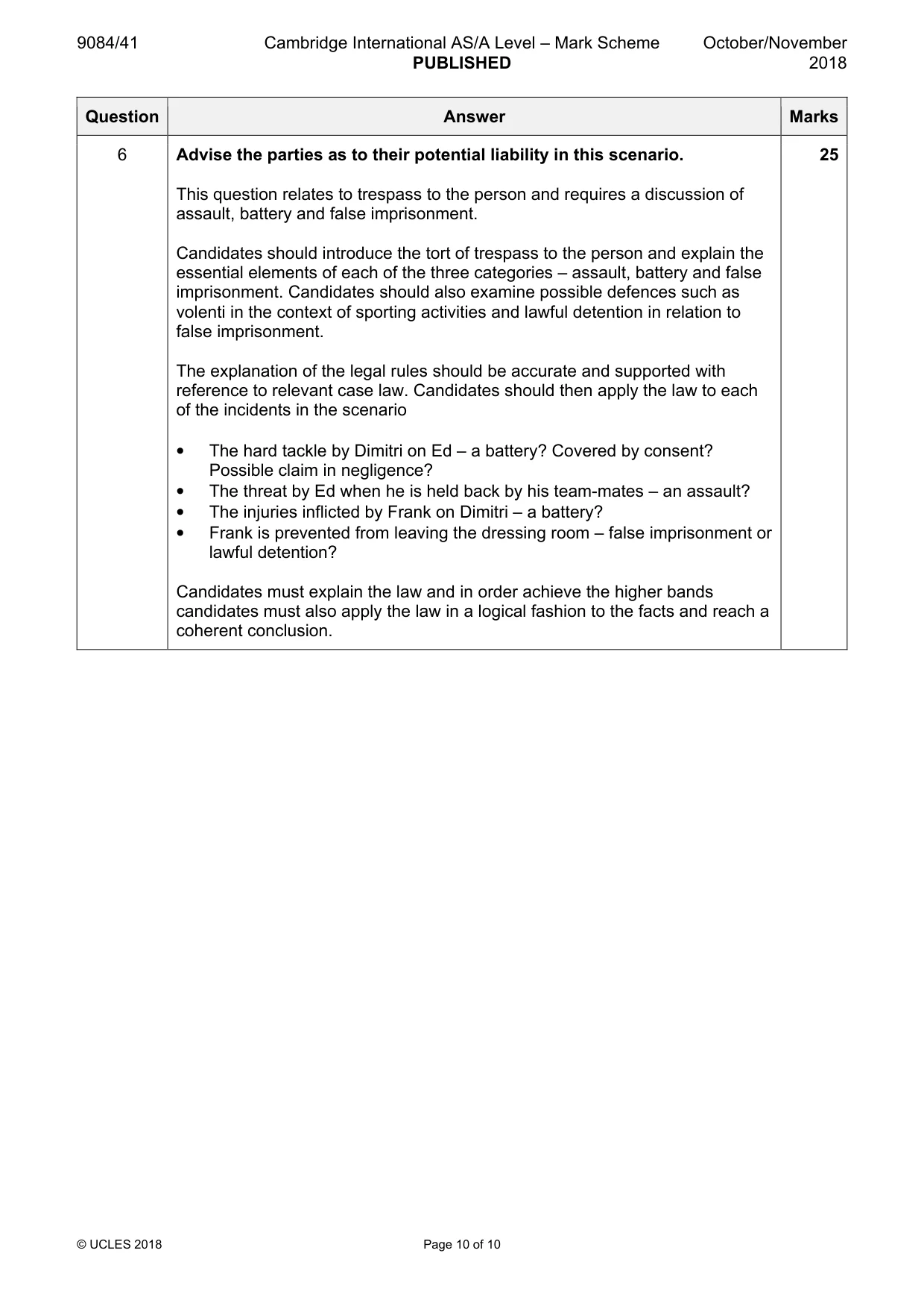 Mark scheme, page 10 of 10