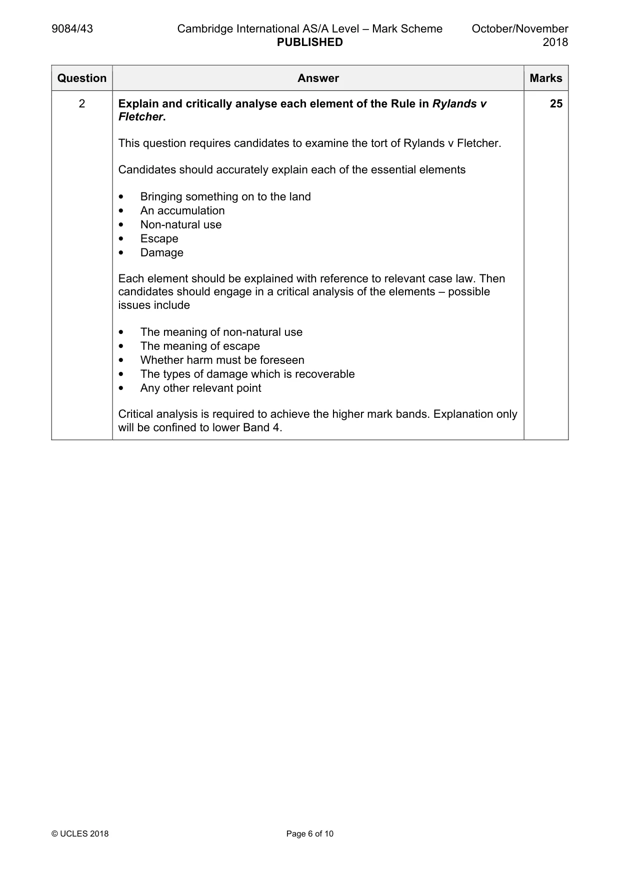 Mark scheme, page 6 of 10
