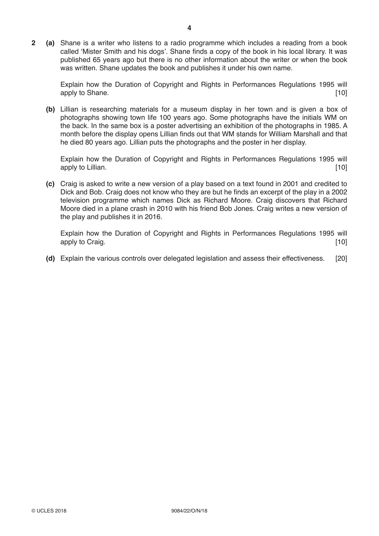 Cambridge A Level Law 9084 2018 Oct/Nov Paper 2 · Variant 2 question paper, page 4 of 8
