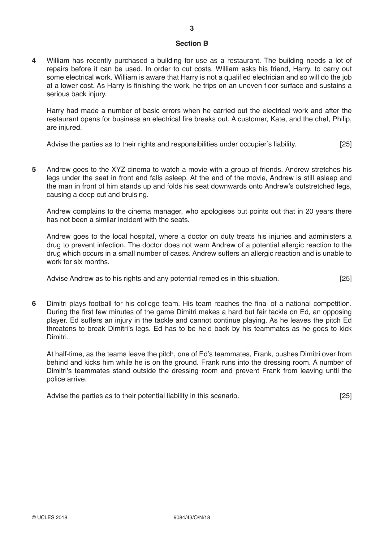 Cambridge A Level Law 9084 2018 Oct/Nov Paper 4 · Variant 3 question paper, page 3 of 4