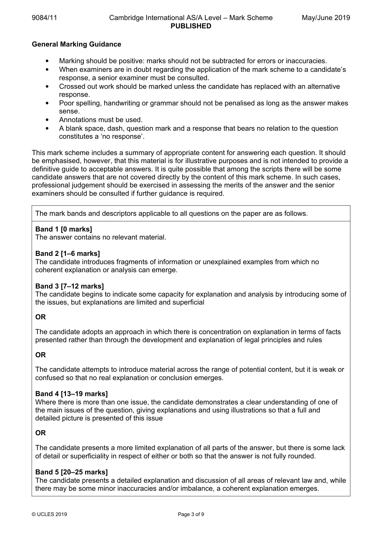 Mark scheme, page 3 of 9