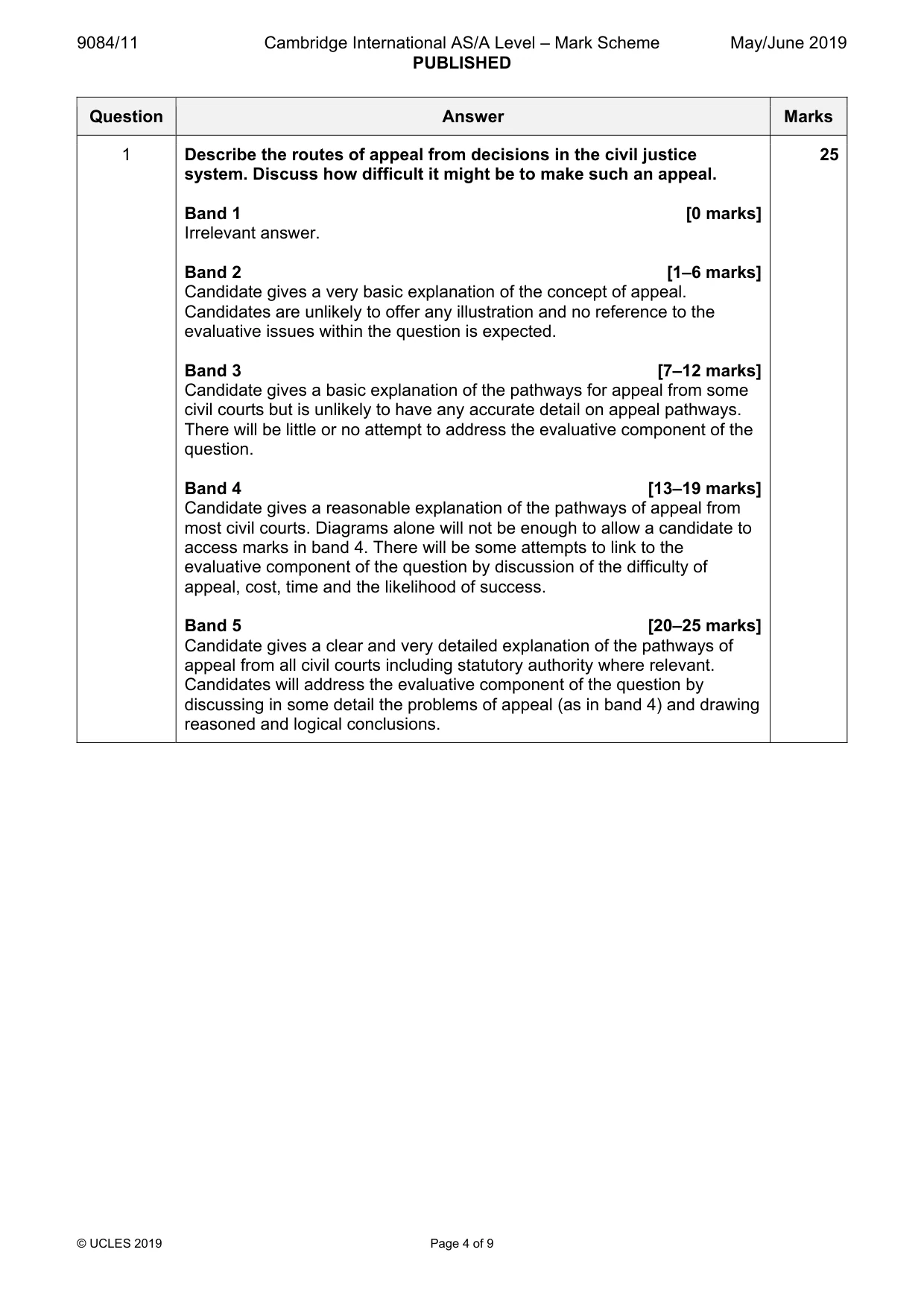 Mark scheme, page 4 of 9
