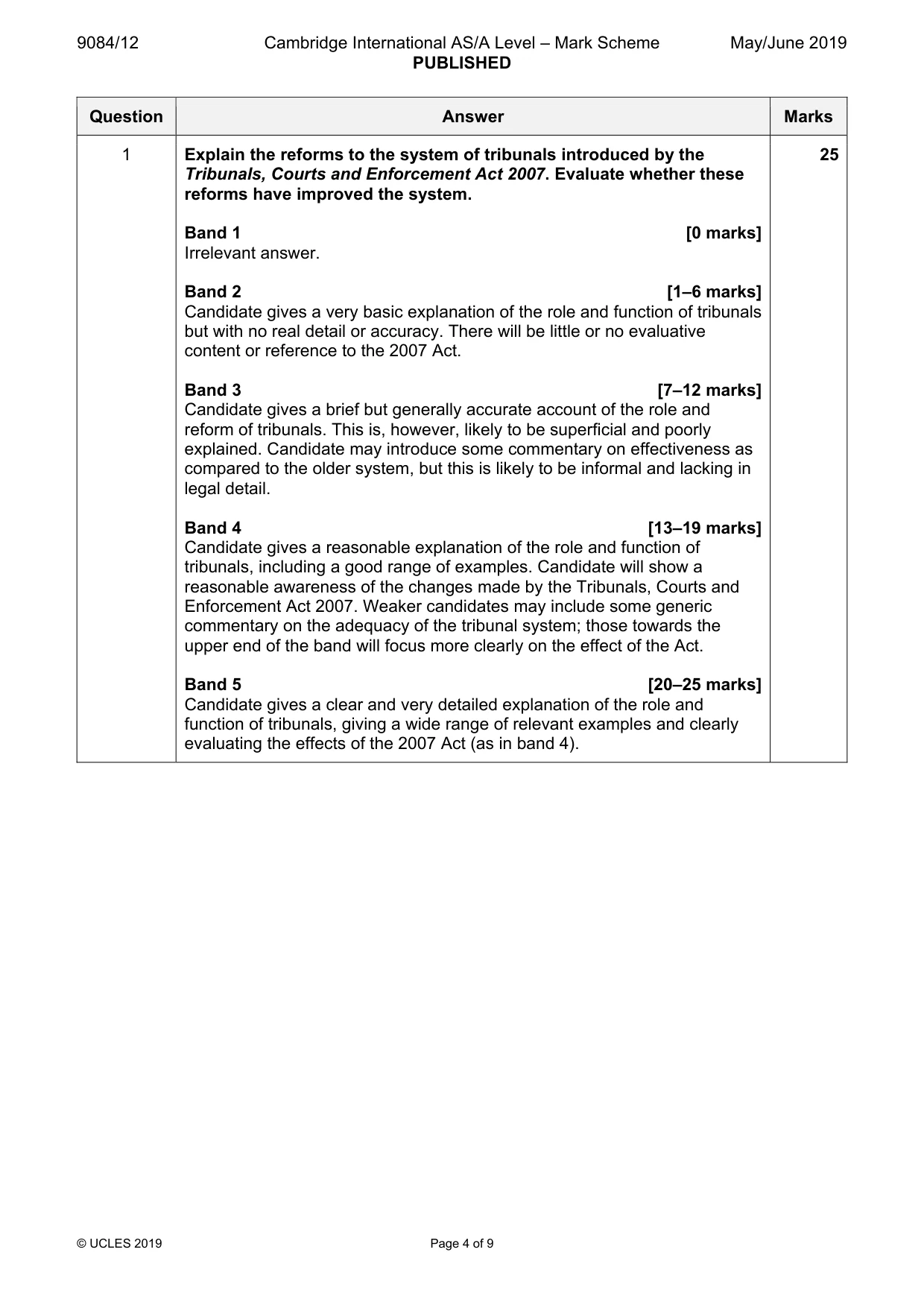 Mark scheme, page 4 of 9