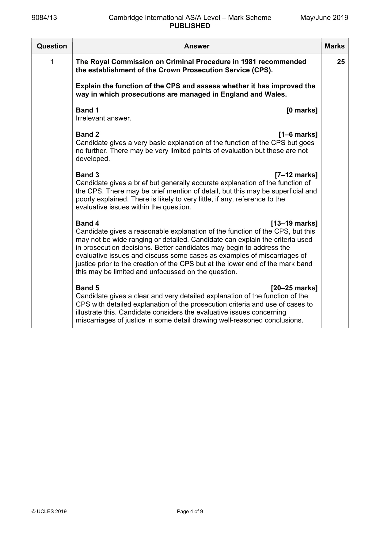 Mark scheme, page 4 of 9