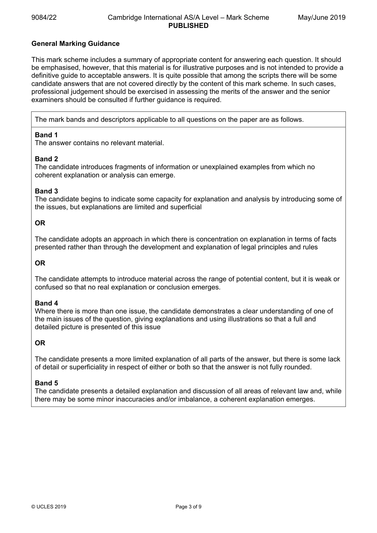 Mark scheme, page 3 of 9