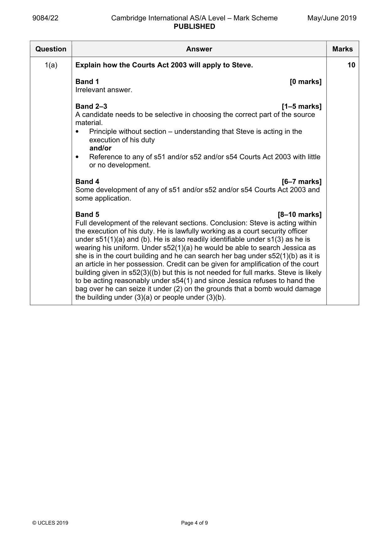 Mark scheme, page 4 of 9