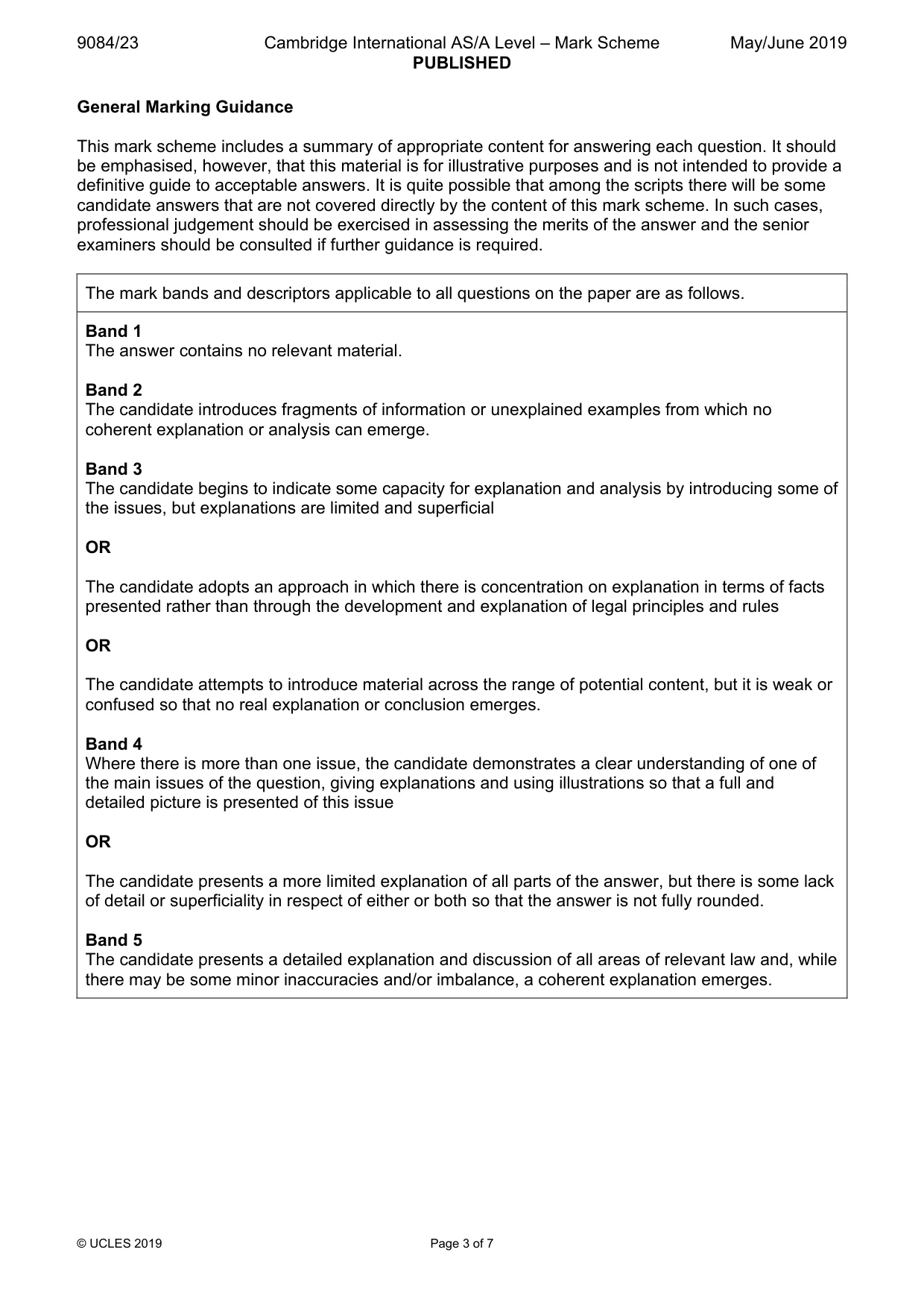 Mark scheme, page 3 of 7