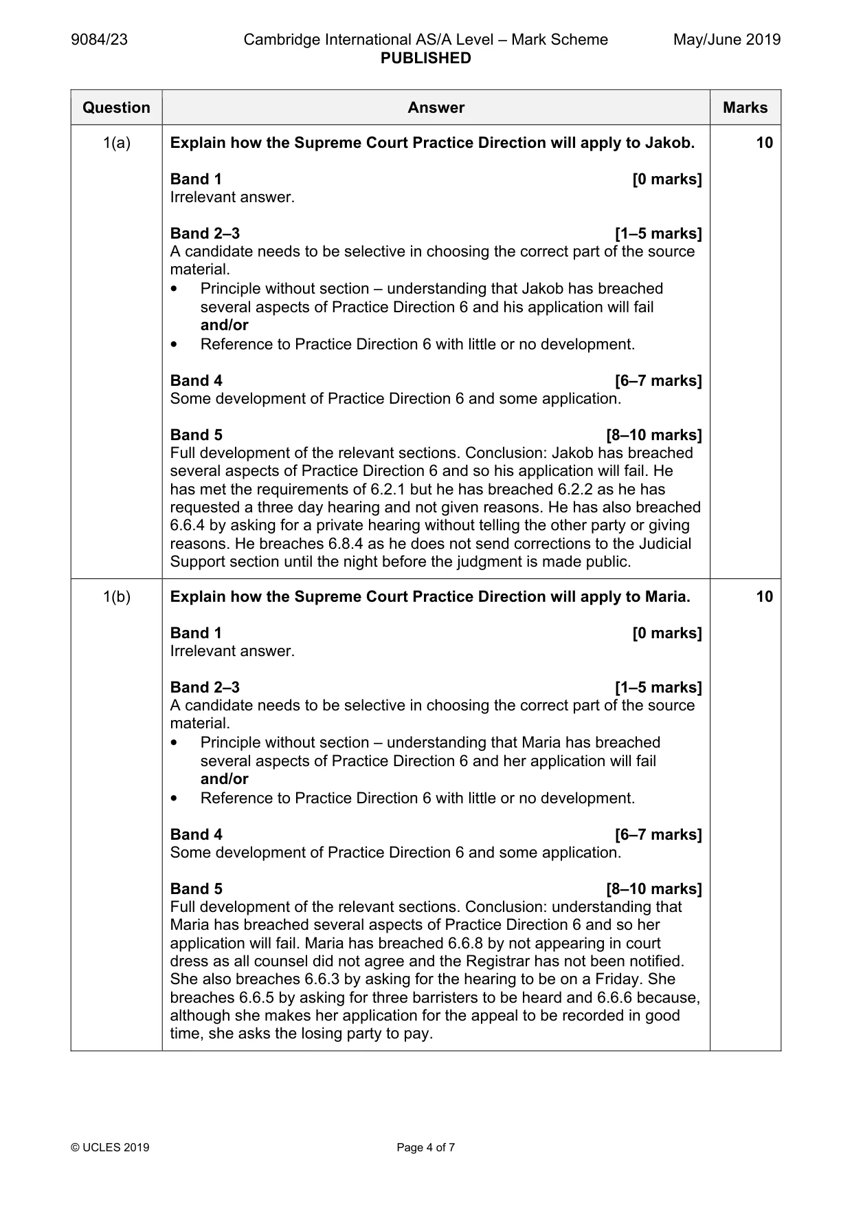 Mark scheme, page 4 of 7