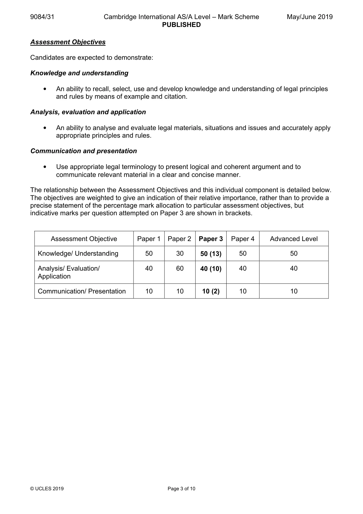 Mark scheme, page 3 of 10