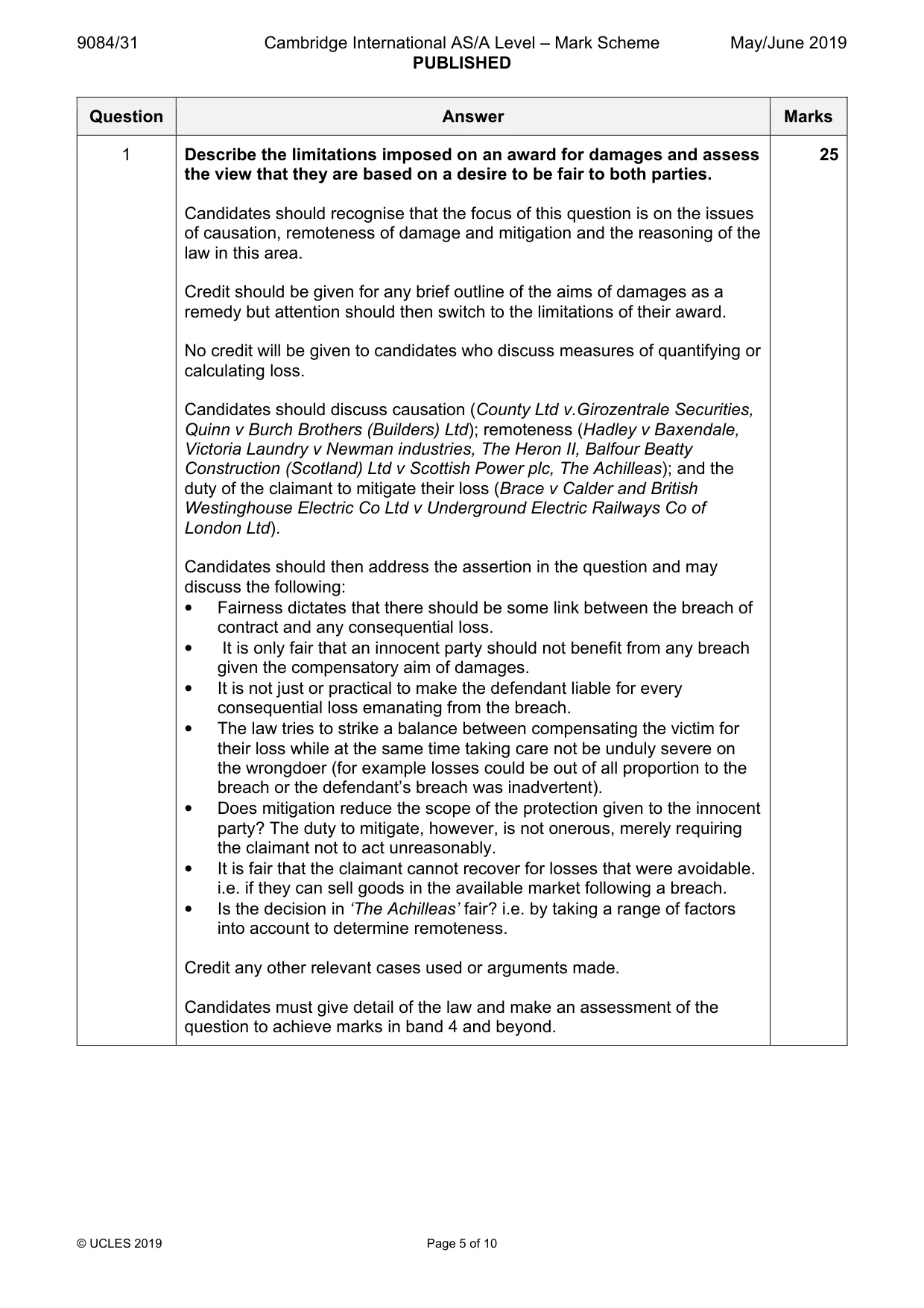 Mark scheme, page 5 of 10
