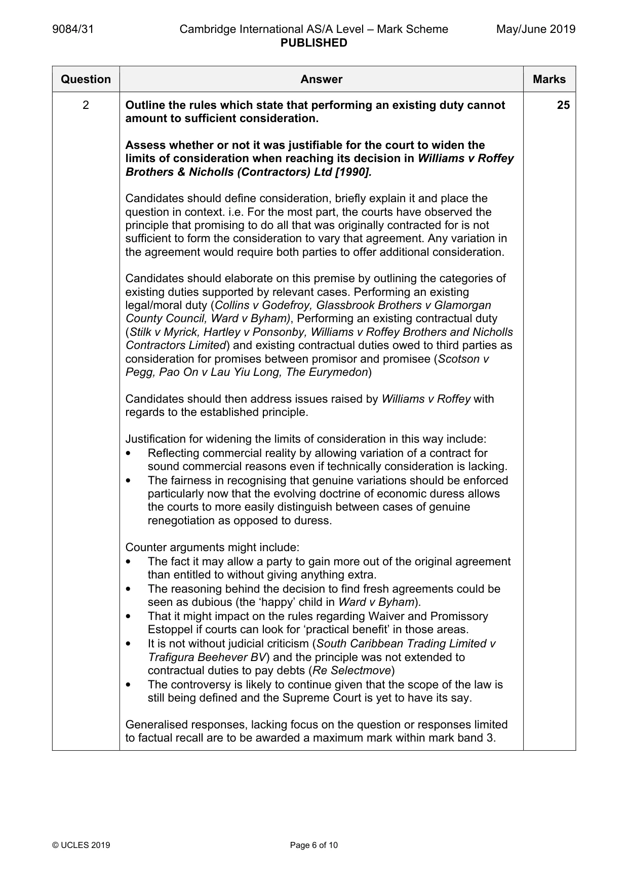 Mark scheme, page 6 of 10