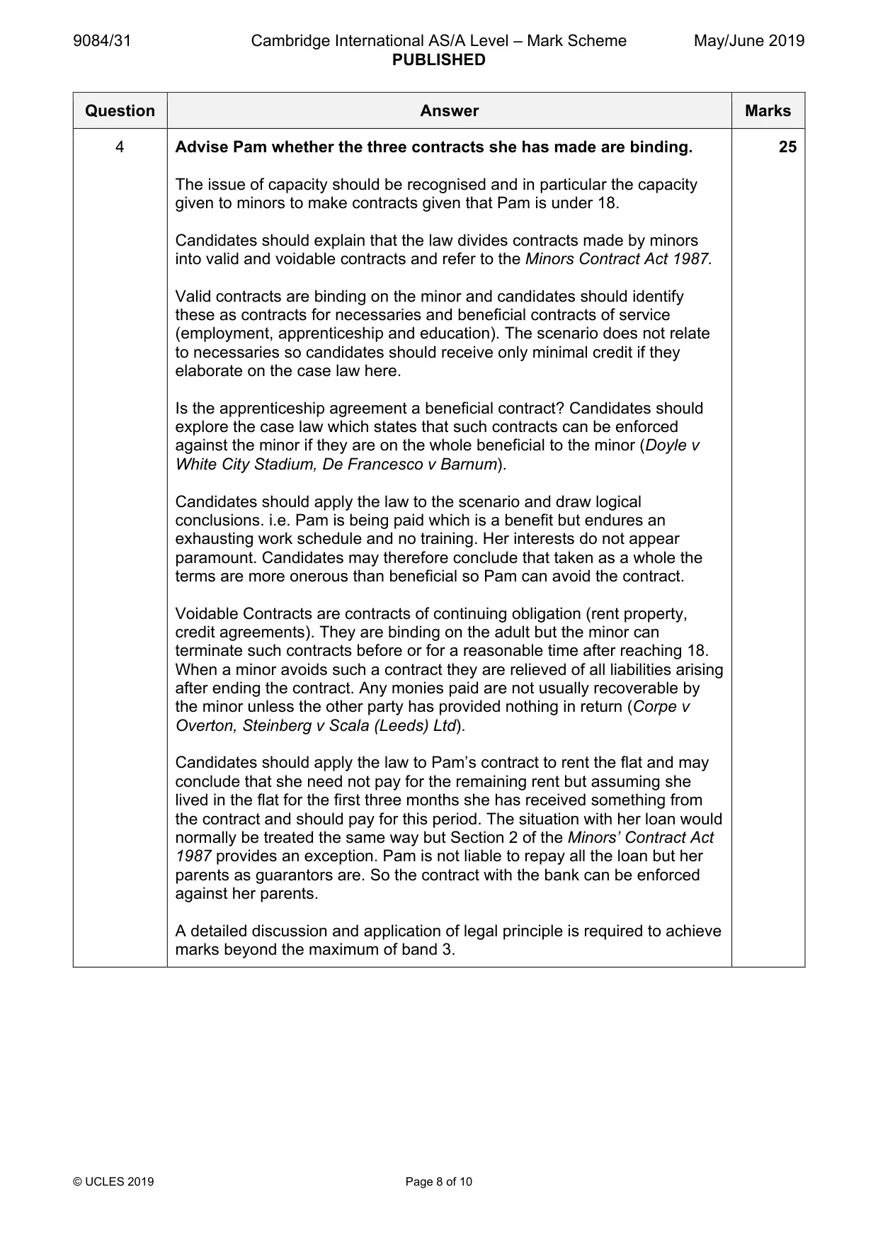Mark scheme, page 8 of 10