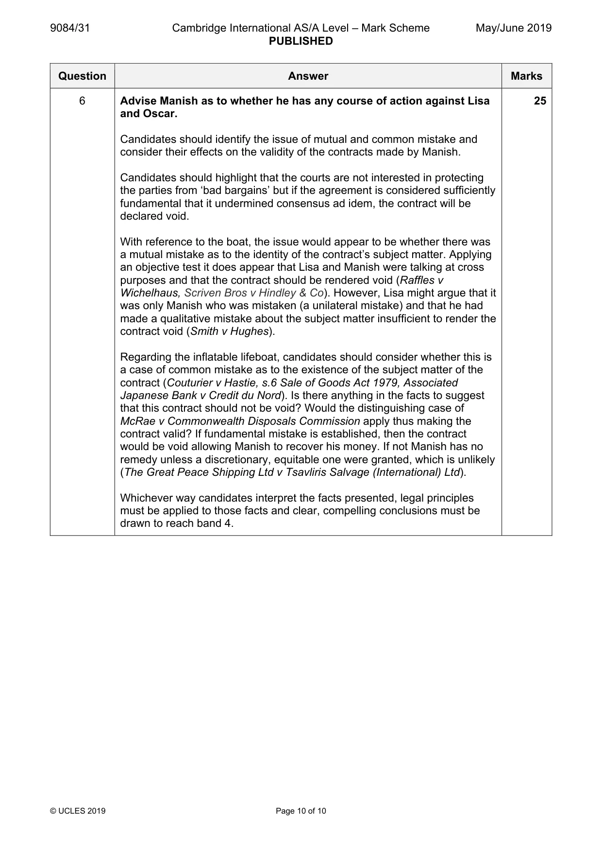 Mark scheme, page 10 of 10