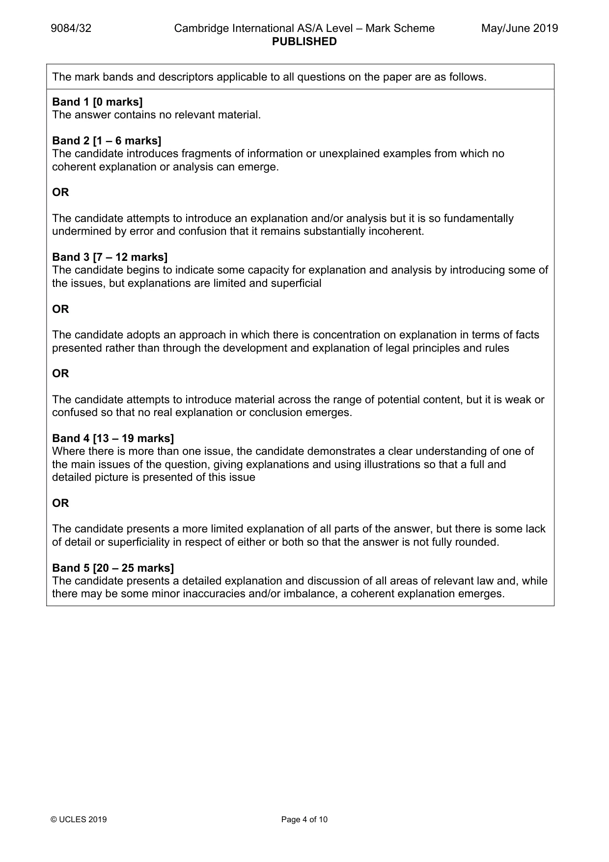 Mark scheme, page 4 of 10