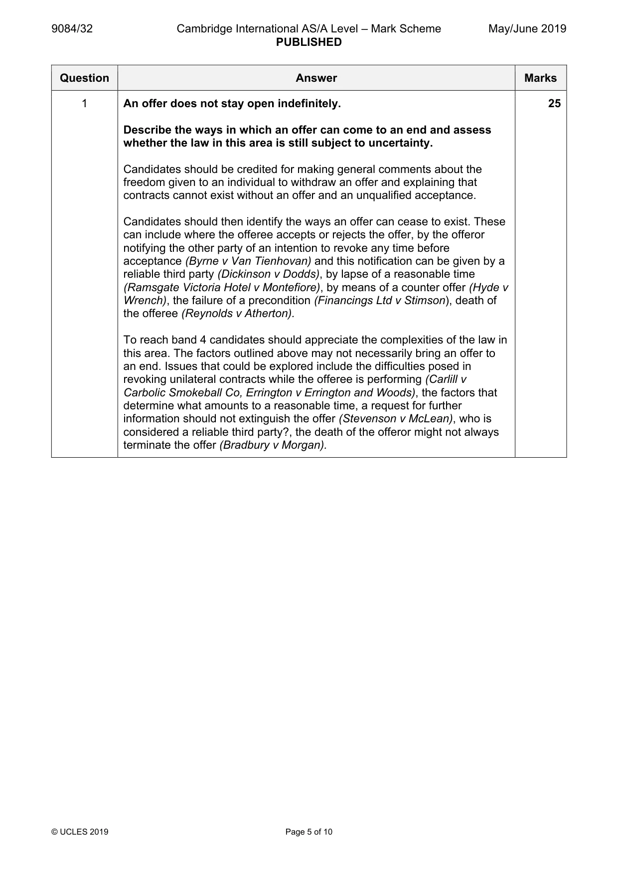 Mark scheme, page 5 of 10