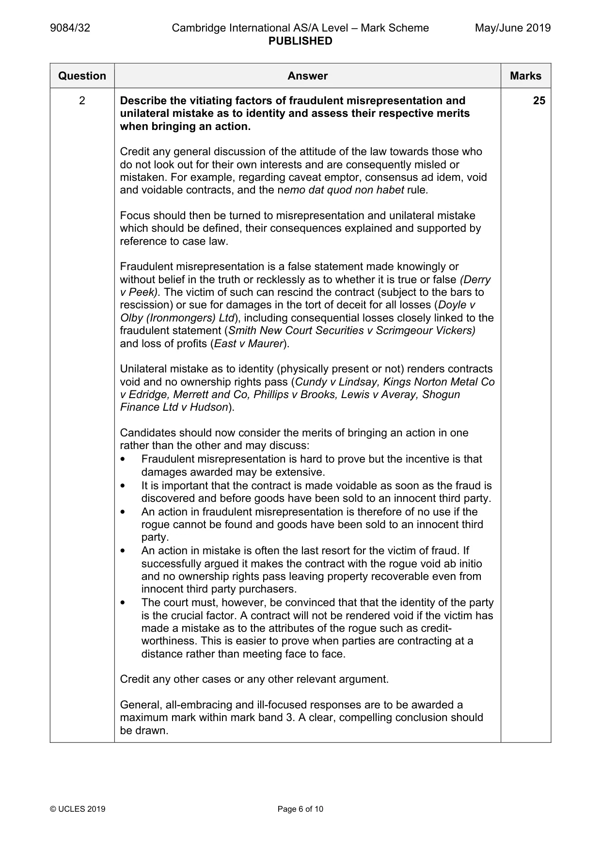 Mark scheme, page 6 of 10