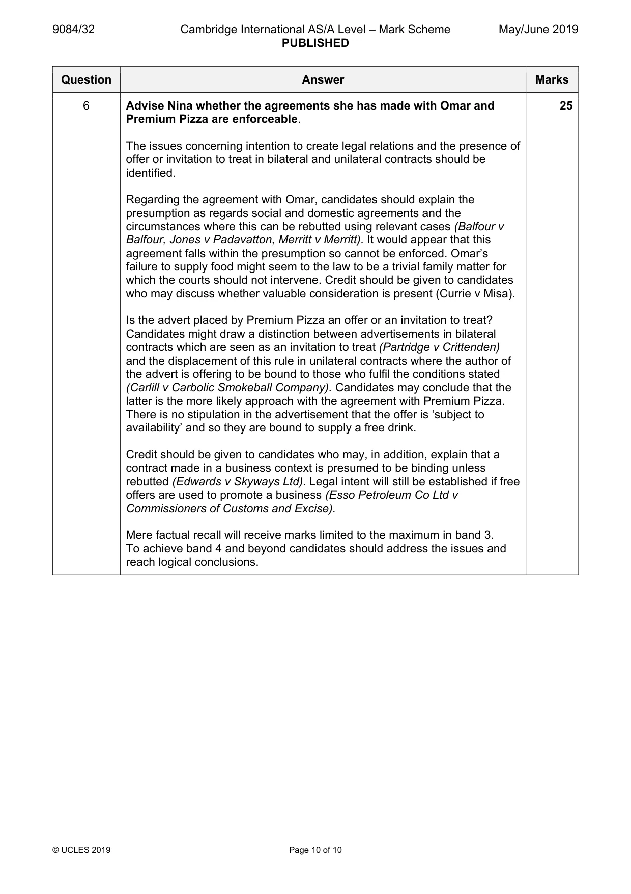 Mark scheme, page 10 of 10