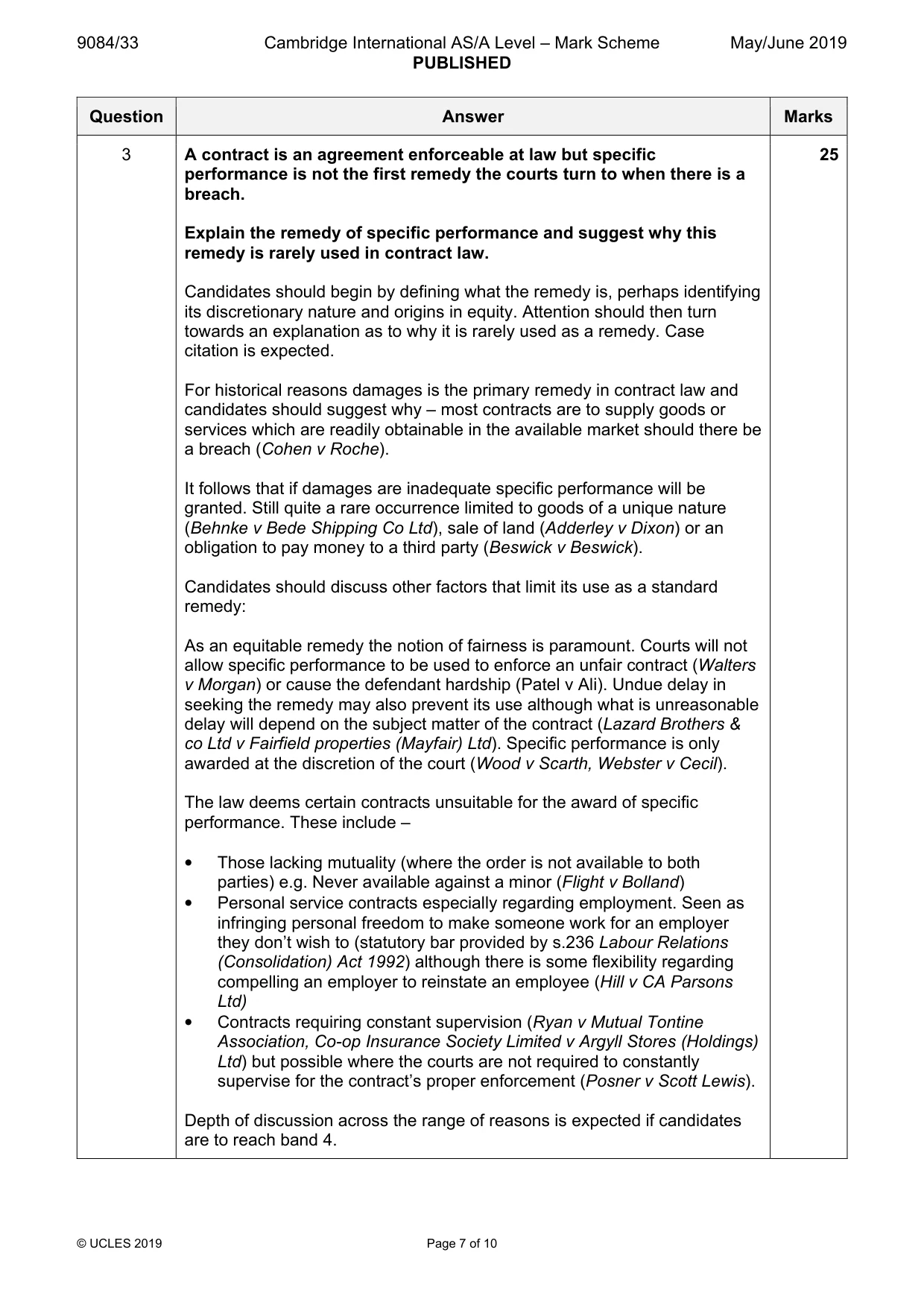 Mark scheme, page 7 of 10