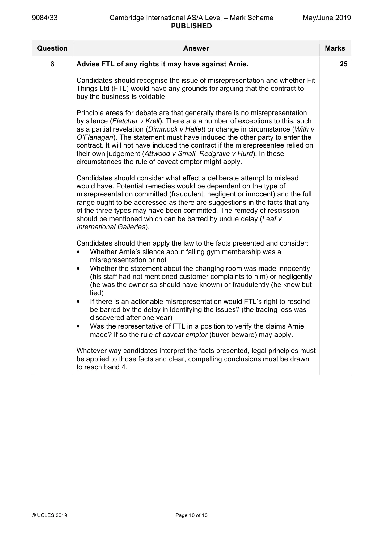 Mark scheme, page 10 of 10
