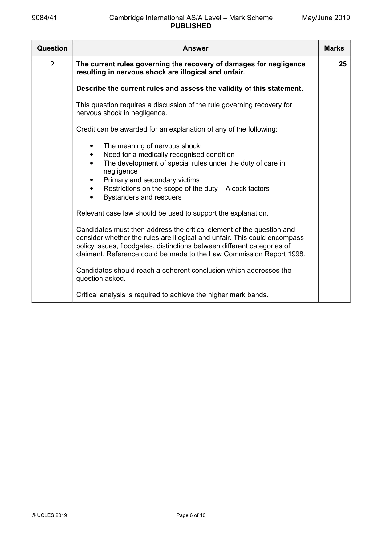 Mark scheme, page 6 of 10