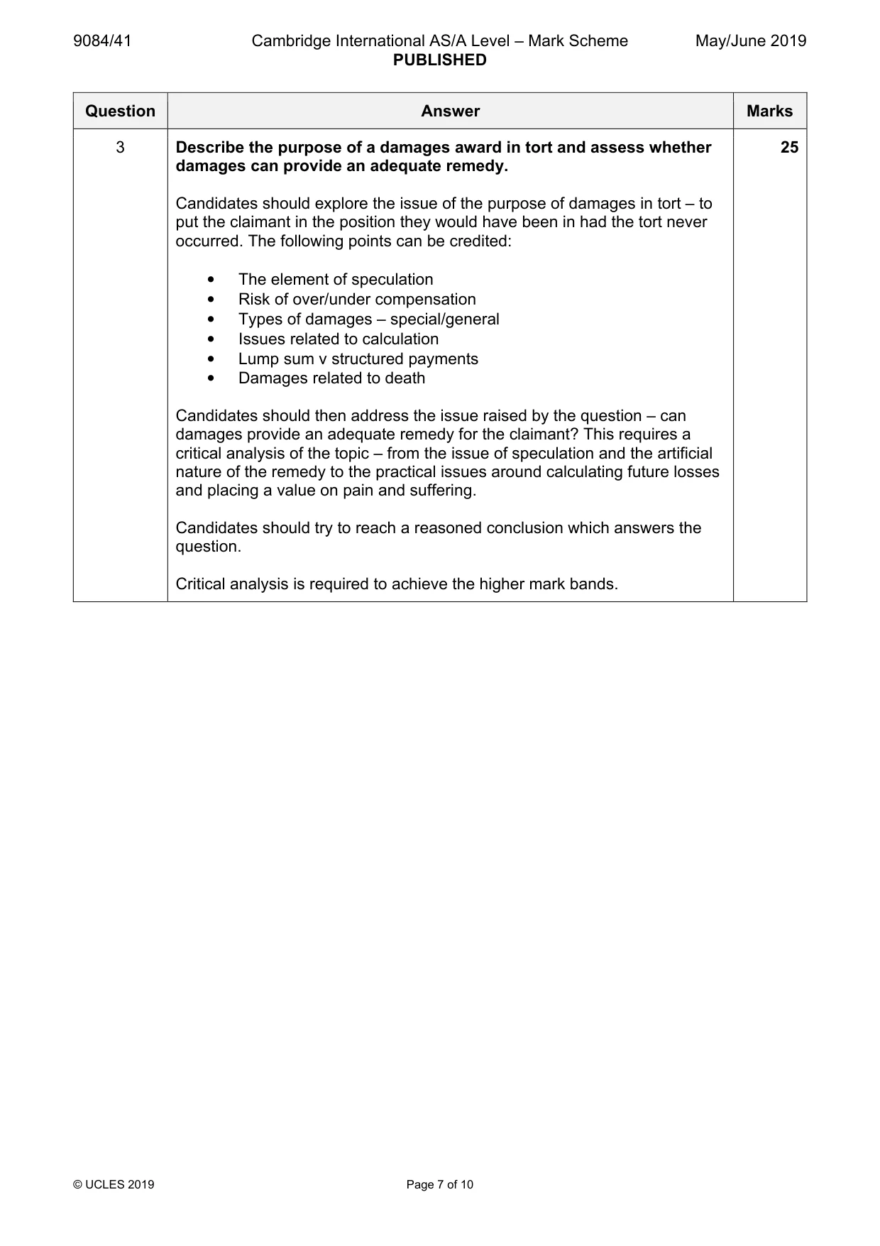 Mark scheme, page 7 of 10