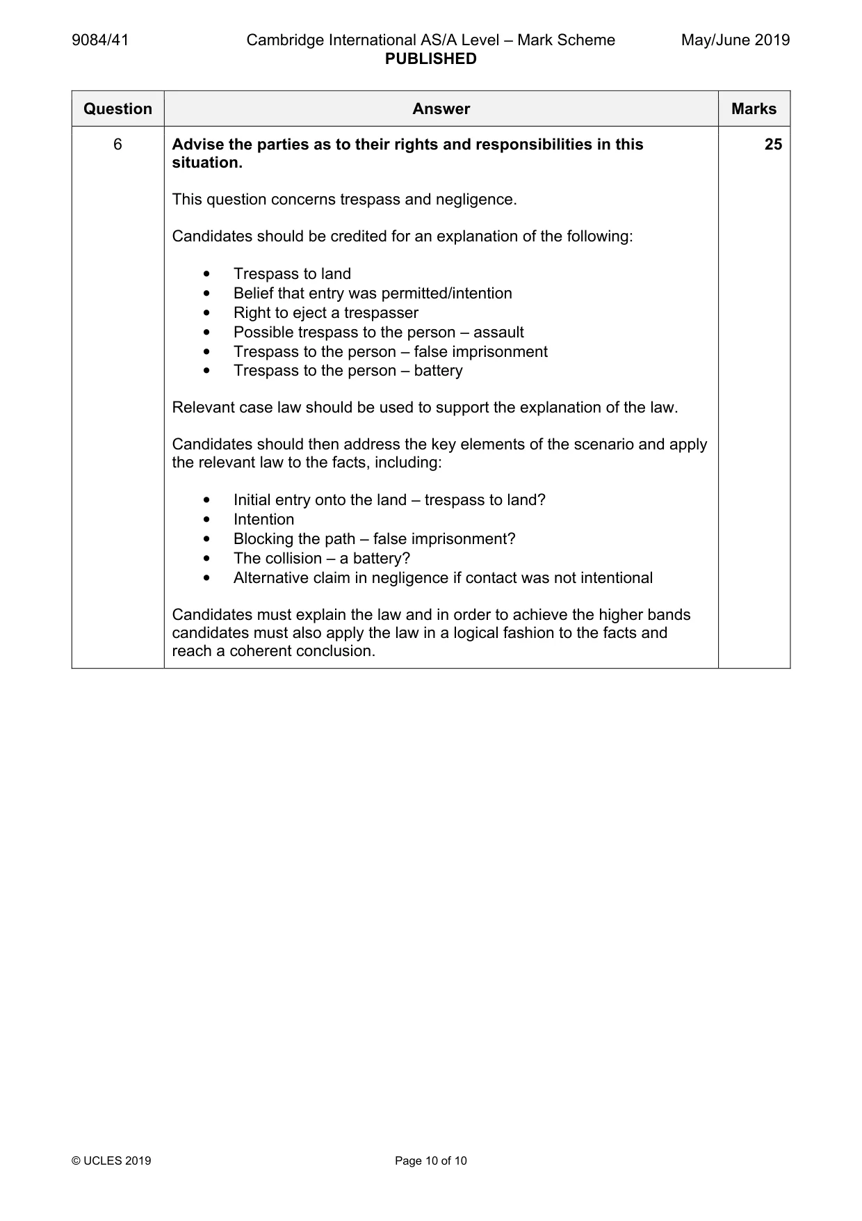 Mark scheme, page 10 of 10