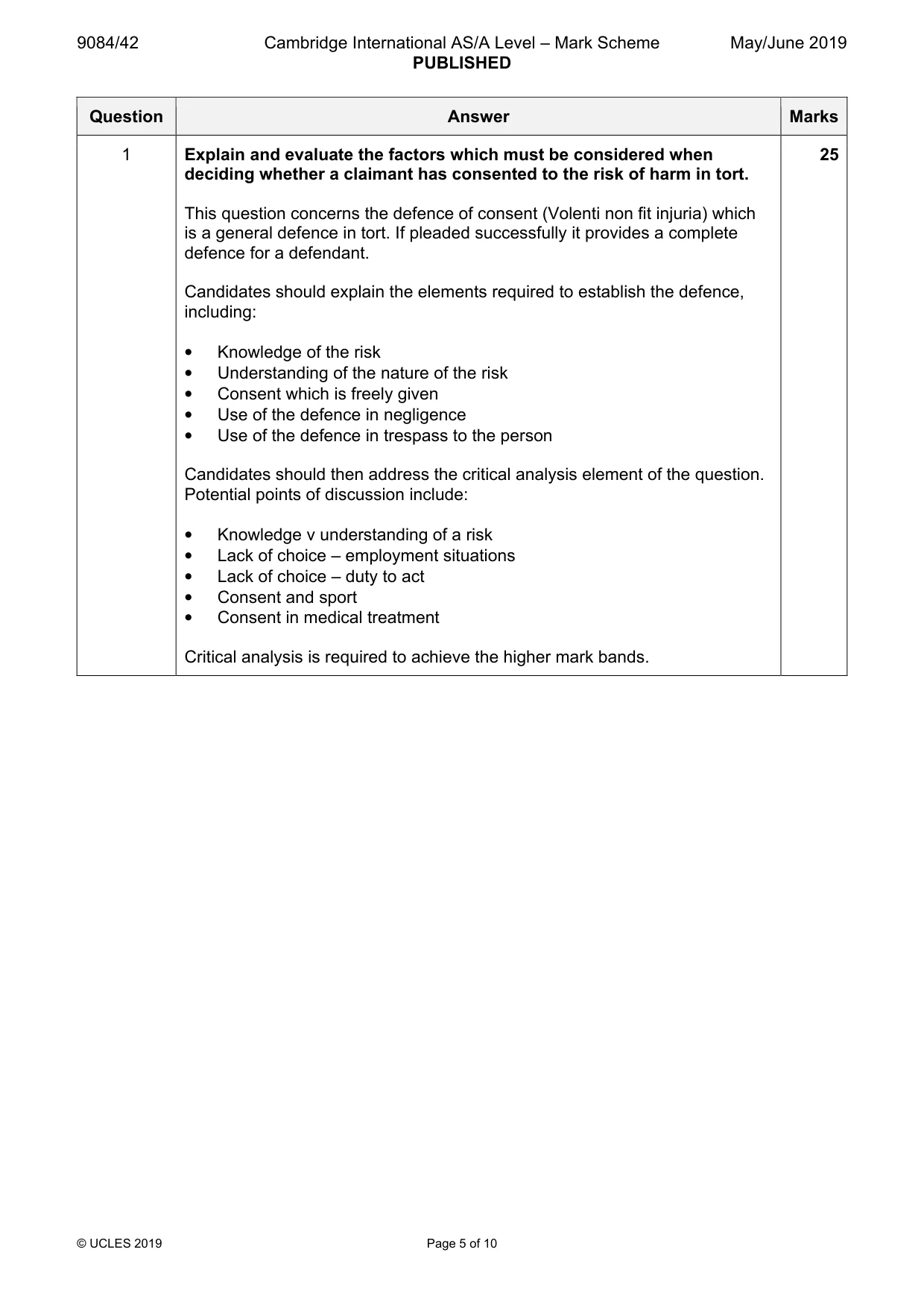 Mark scheme, page 5 of 10